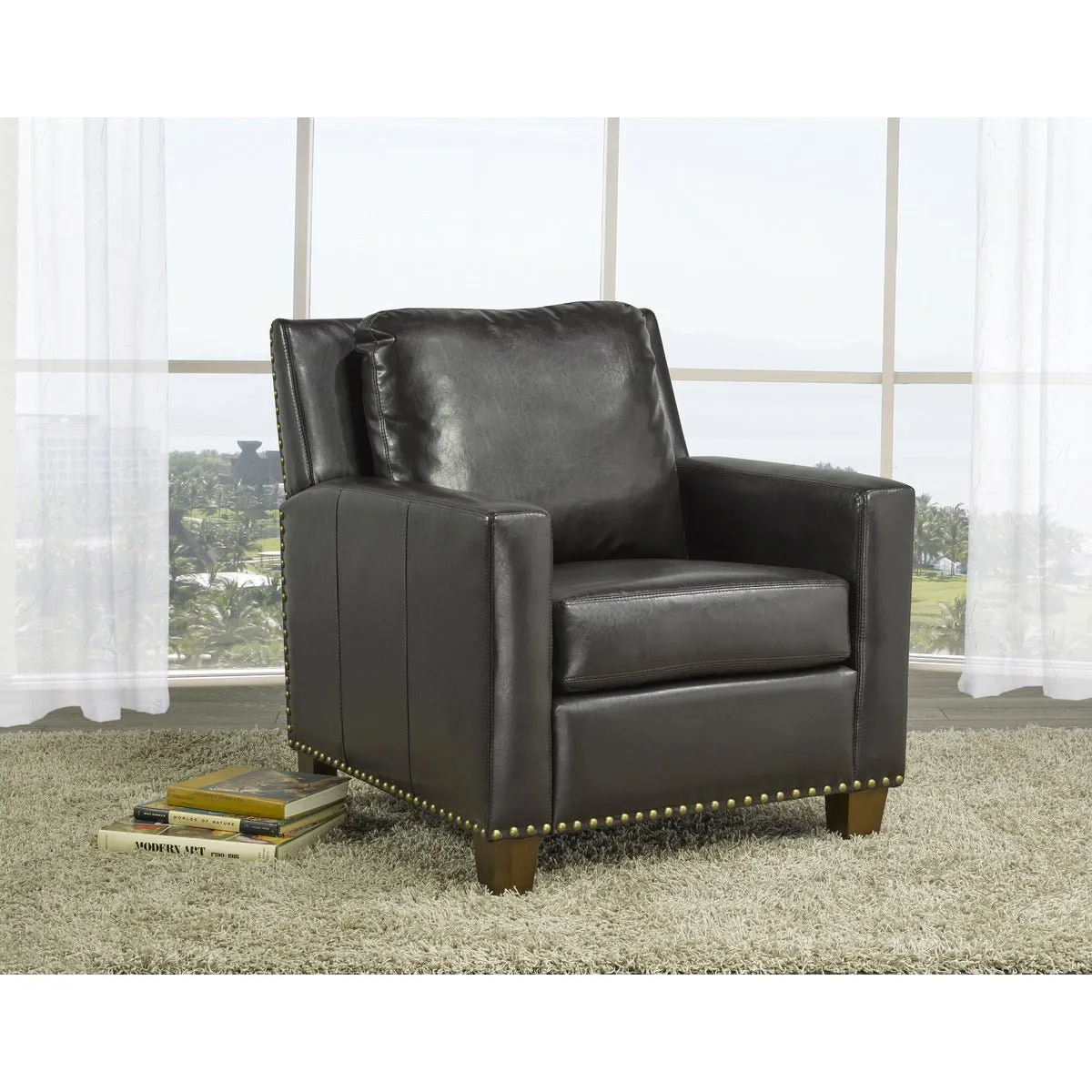 Barrington Accent Chair with Brown Faux Leather