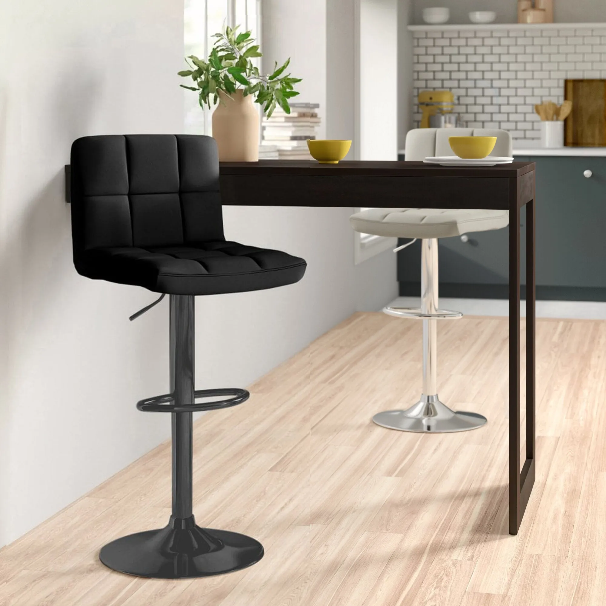 Black Faux Leather Bar Stool