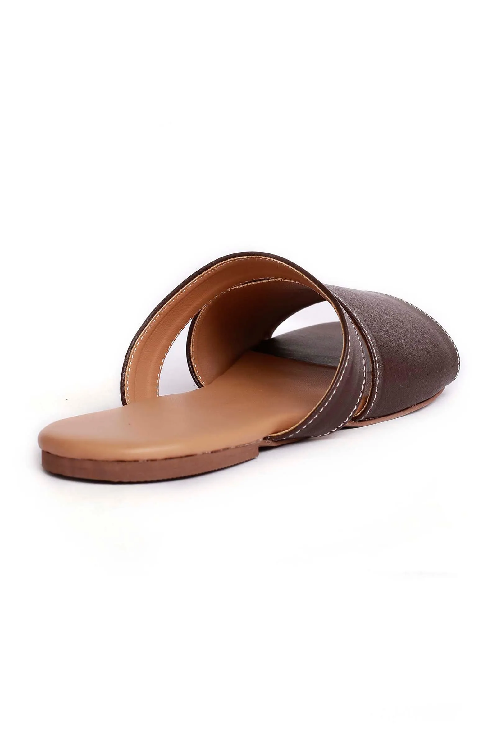 Brunette Brown Cruelty Free Leather Sliders