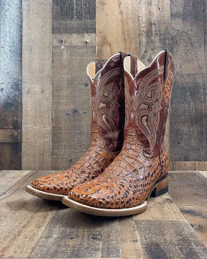 CAIMAN NECK "COGNAC" | MEN SQUARE TOE COWBOY BOOTS