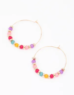 Classic Mixed Beaded Heart Hoop Earrings