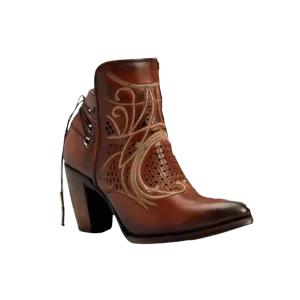 Cuadra Women's Embroidered Honey Brown Western Bootie