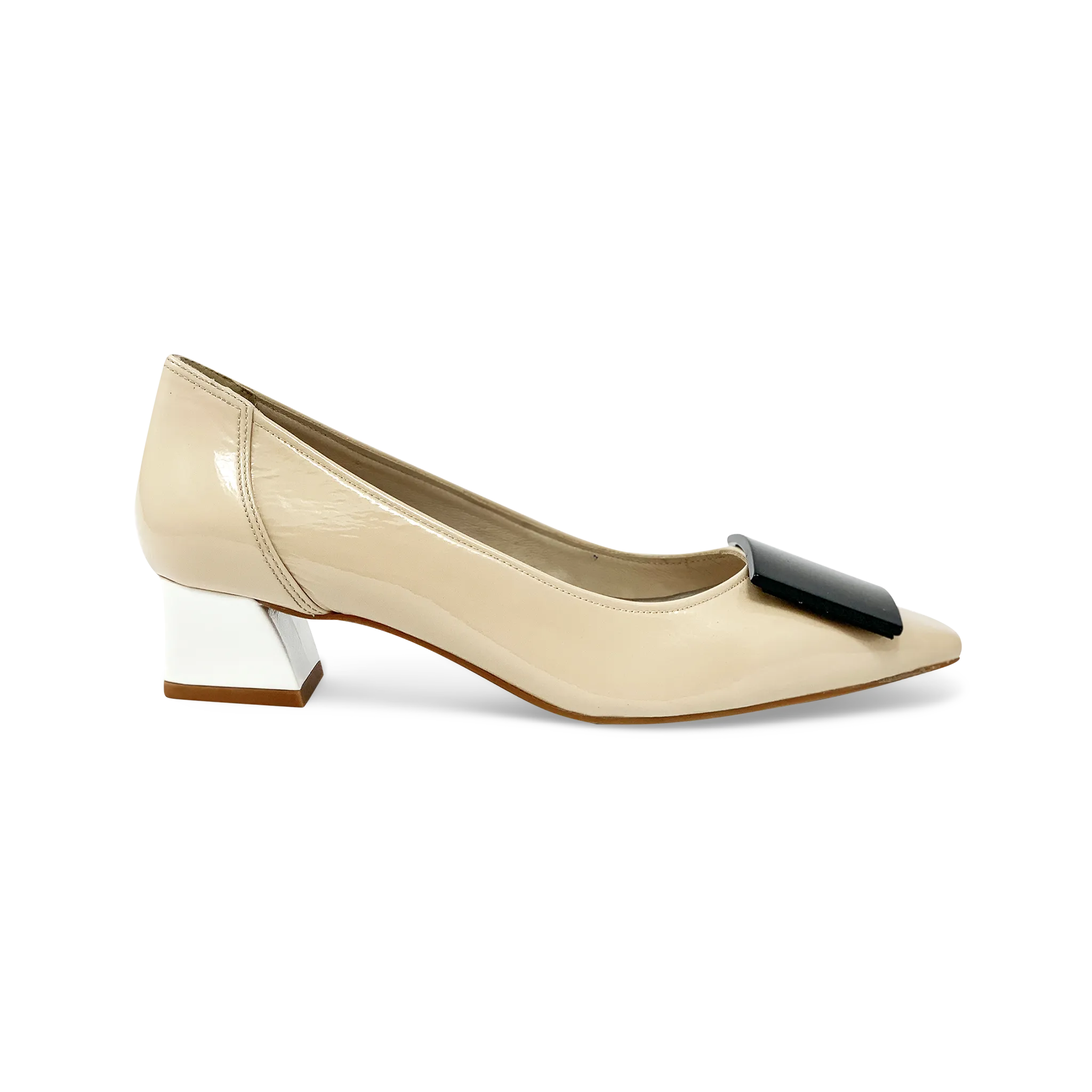 DI CHENZO Womens 9909 Elegant Nude Patent Leather Combo Shoes