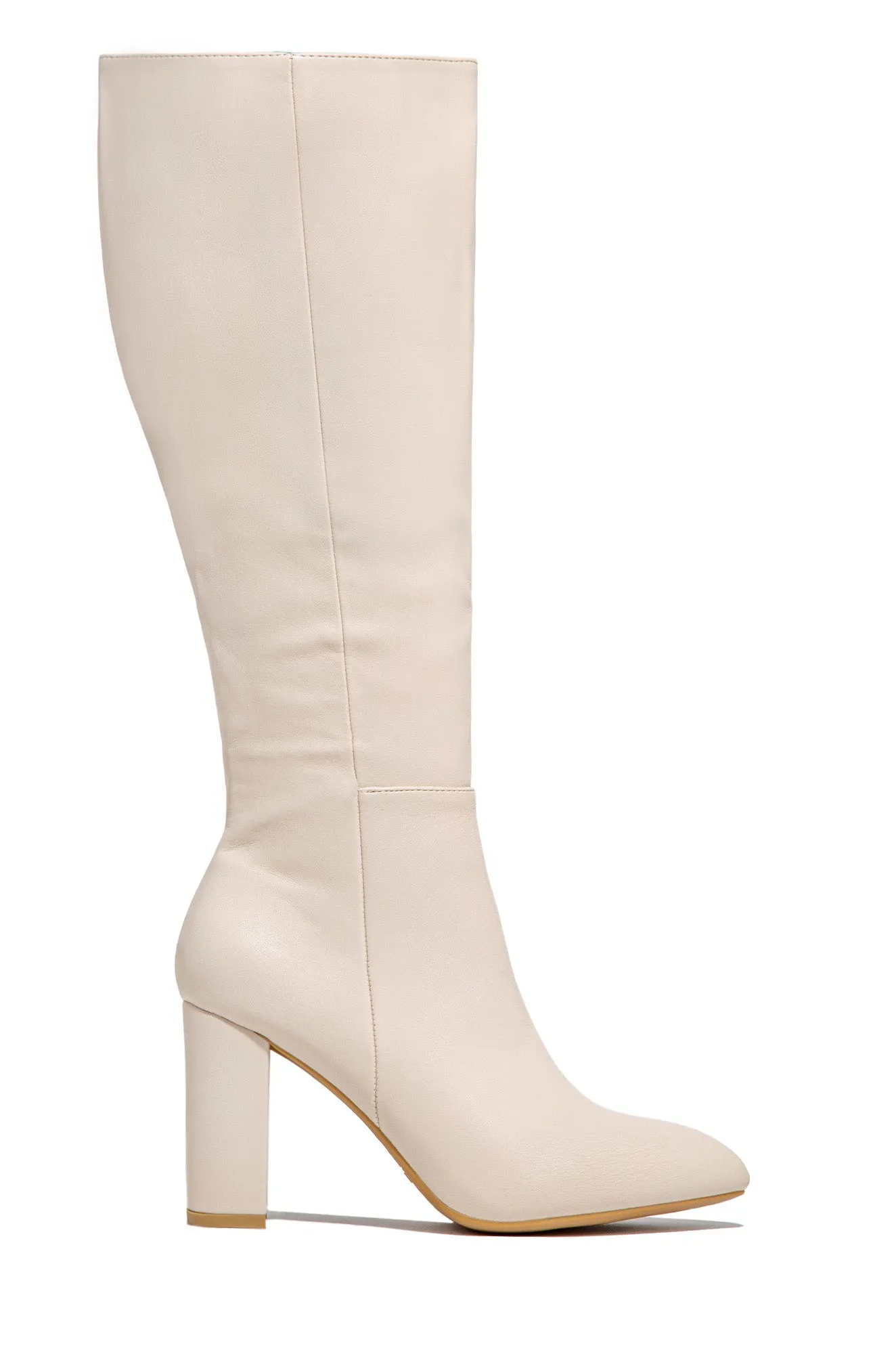 Fine Time Block Heel Knee High Boots - Brown