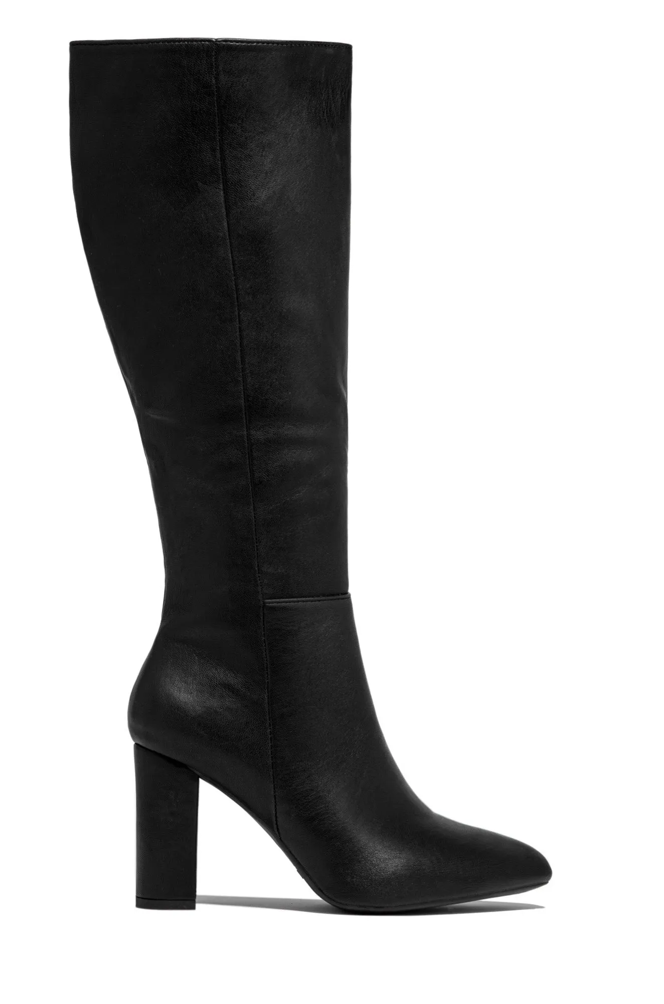 Fine Time Block Heel Knee High Boots - Brown