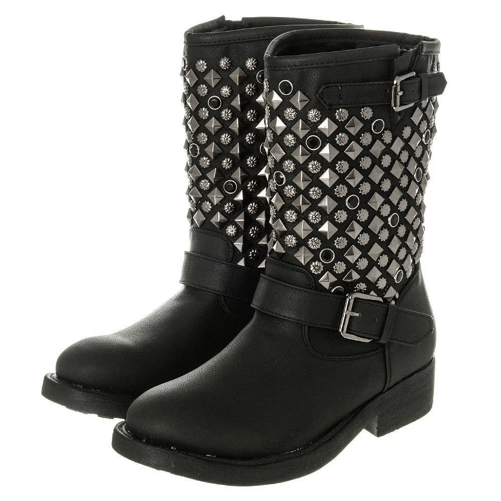 Folkstone Low Heel Platform Pull On Studded Ankle Boot