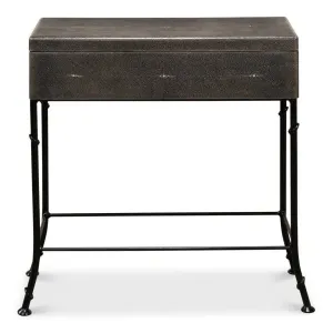 Grey Leather Shagreen Box On Stand Console Table