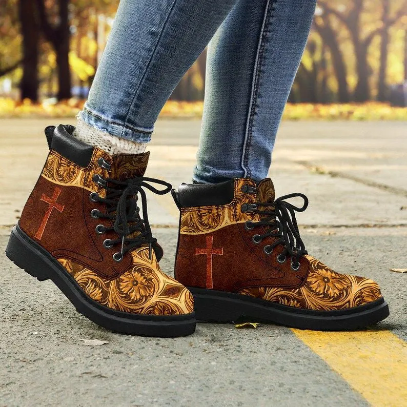 Jesus Cross Leather Boots - Christian Shoes For Men And Women