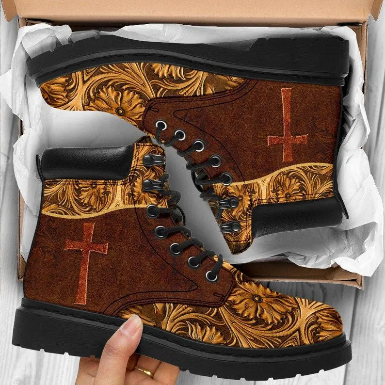 Jesus Cross Leather Boots - Christian Shoes For Men And Women