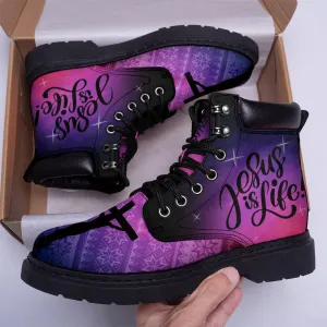 Jesus Leather Boots Purple - Christian Shoes For Men And Women