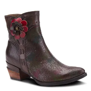 L'ARTISTE Embellished Flower Leather Ankle Boots