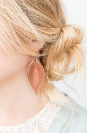 Leather Double Petal Earrings