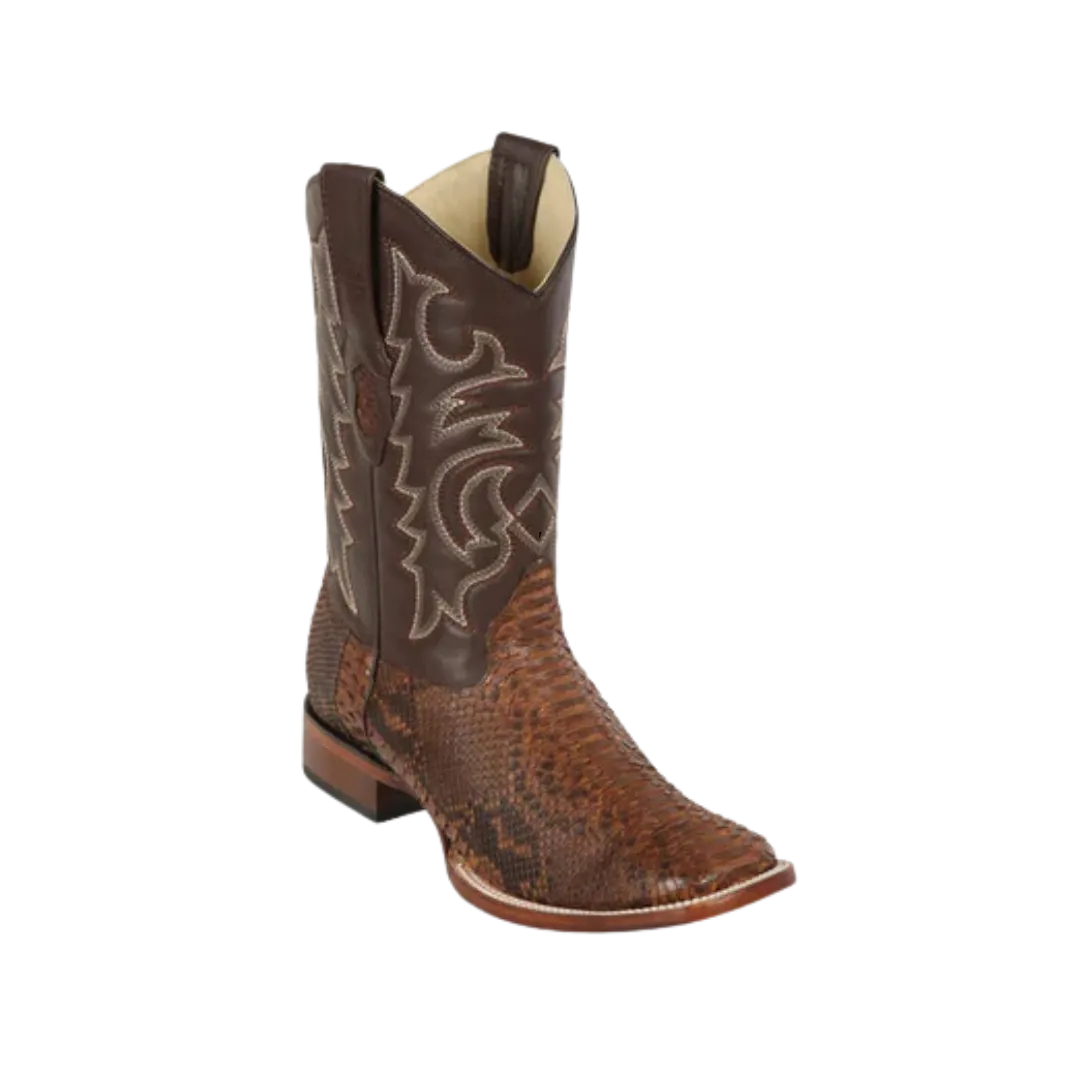 Los Altos Men's Python Skin Wide Square Toe Boots