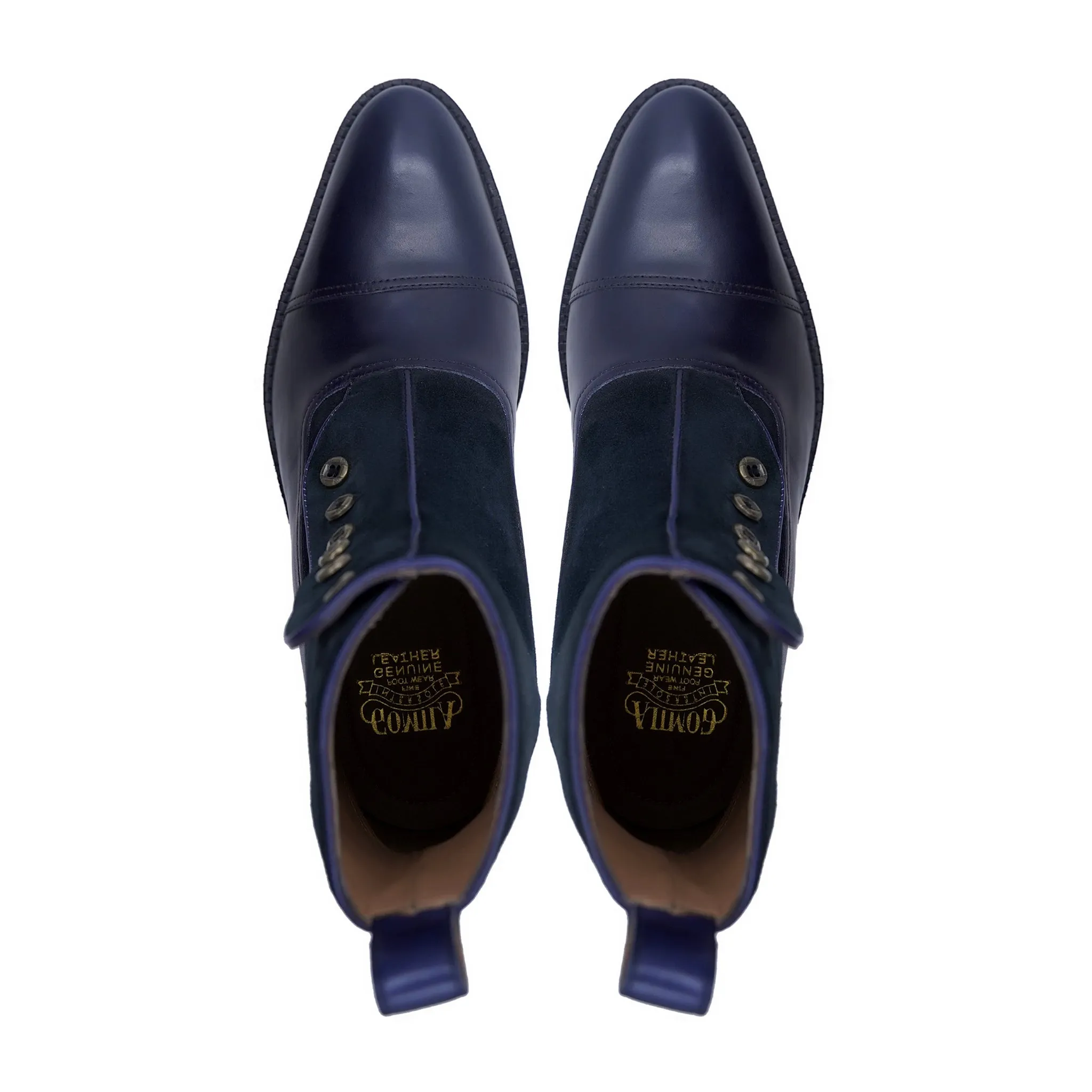 Mahal - Men's Navy Blue Calf Leather and Kid Suede Boot