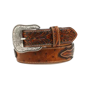 M&f Men's Ariat Conchos Ostrich Print Brown Belt