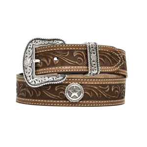 M&F Men's Brown Star San Antonio Usa Leather Belt