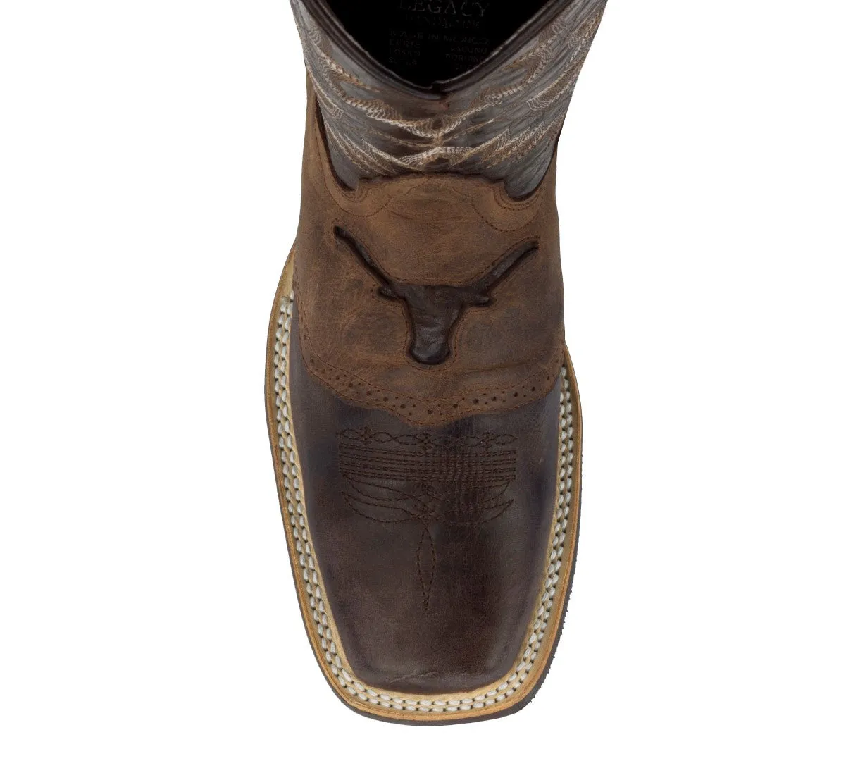 Mens Dark Brown Western Leather Cowboy Boots Longhorn - Square Toe