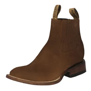 Mens Frances Brown Chelsea Leather Boots - Square Toe