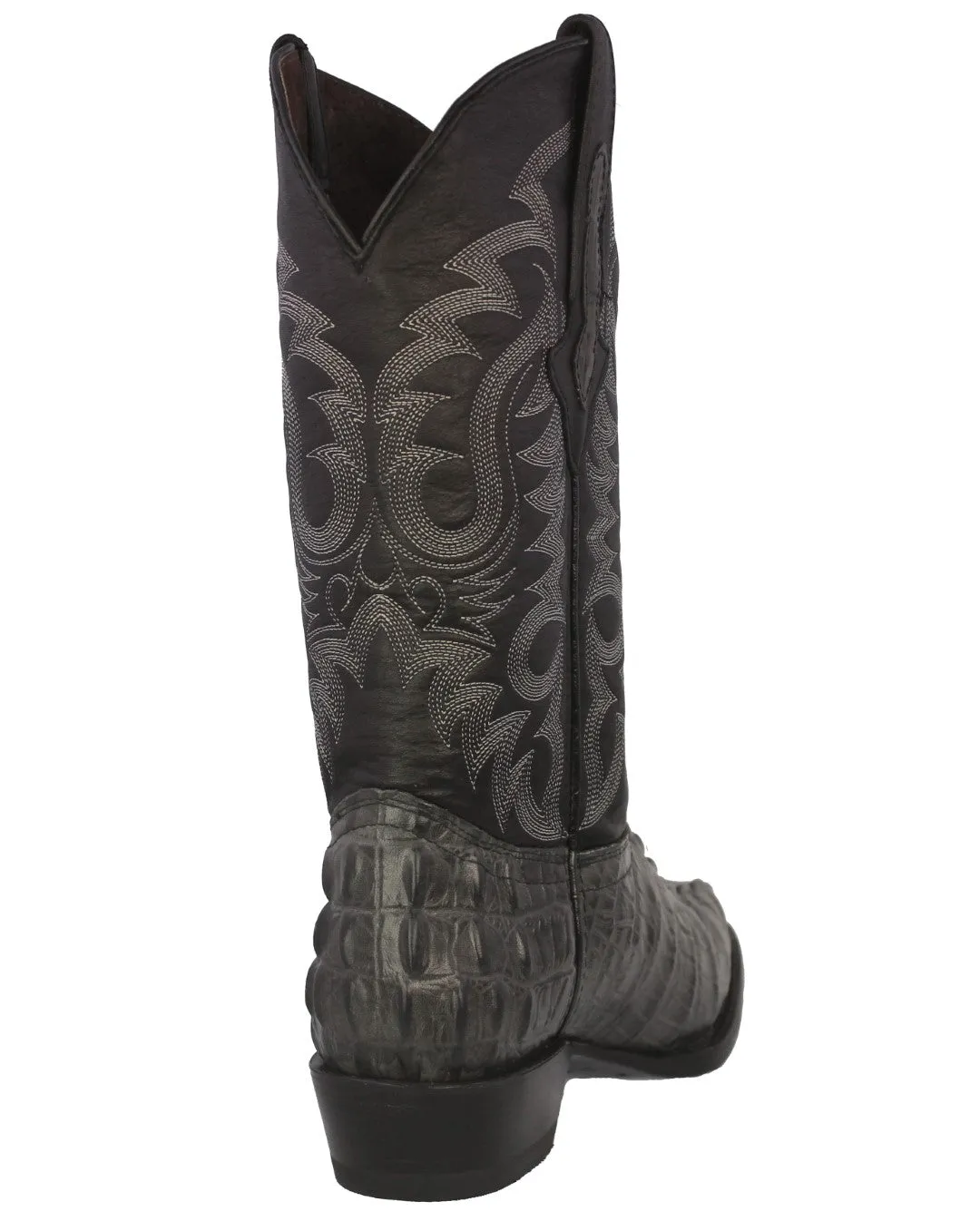 Mens Gray Alligator Tail Print Leather Cowboy Boots J Toe