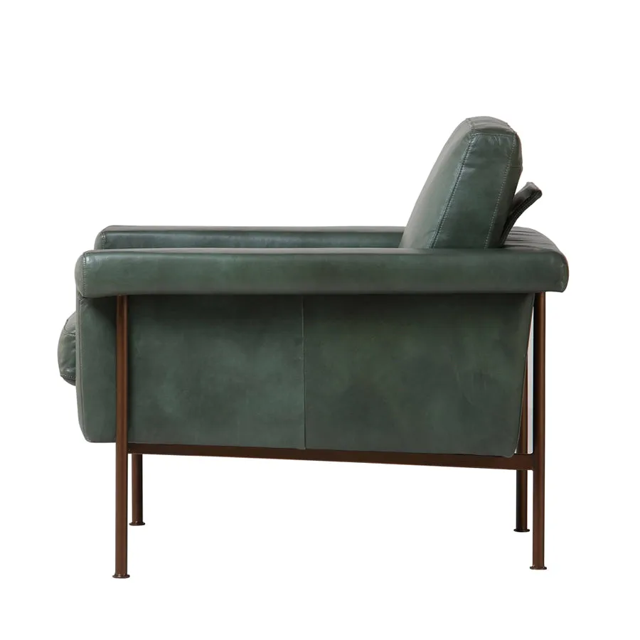 Monte Carlo leather armchair in green