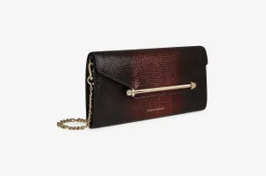 Multrees Chain Wallet - Lizard-Embossed Leather Burgundy Dégradé