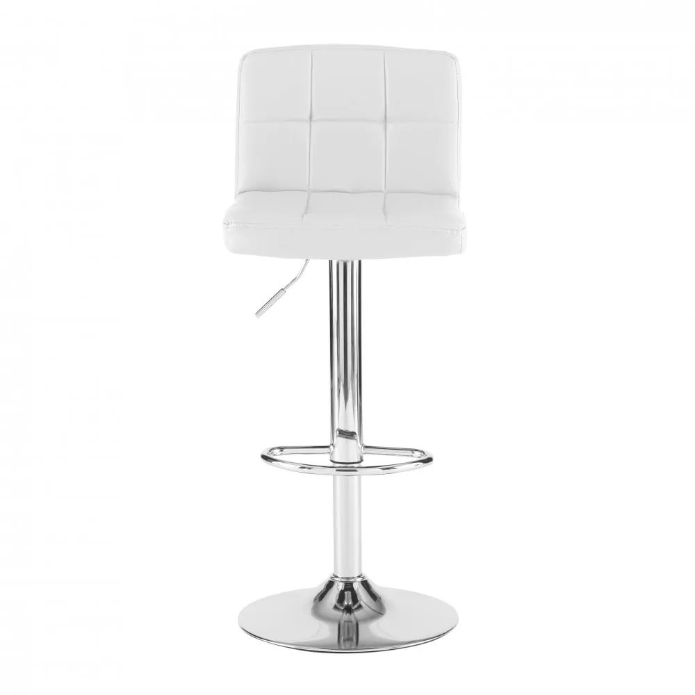 Neo White Faux Leather Swivel Bar Stool with Polished Chrome Leg