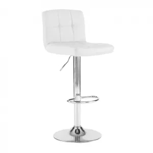 Neo White Faux Leather Swivel Bar Stool with Polished Chrome Leg