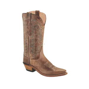 Old West Dark Tan Womens Leather Fashion Cowboy Boots