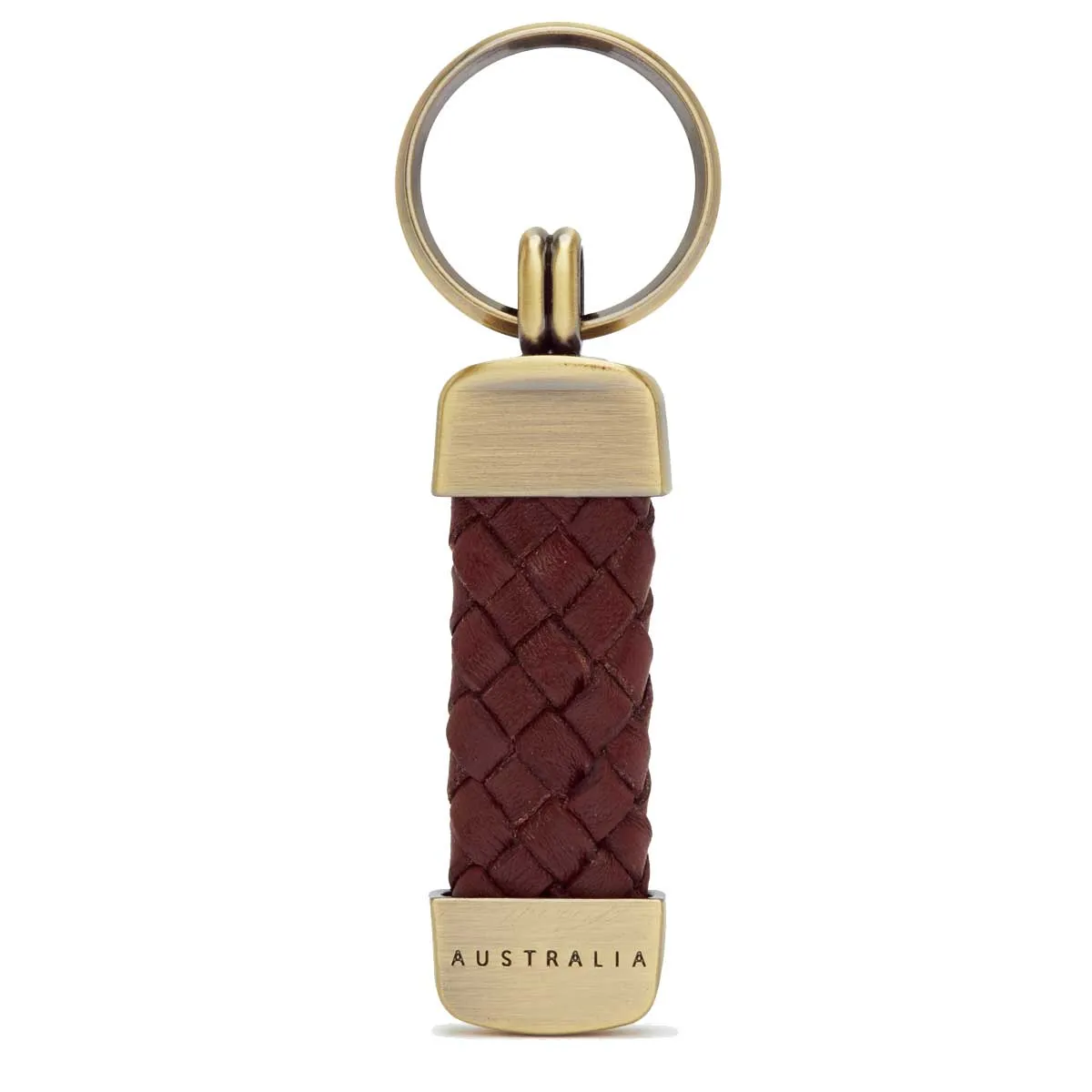 RM WILLIAMS Plaited Key Ring - Brown & Brass