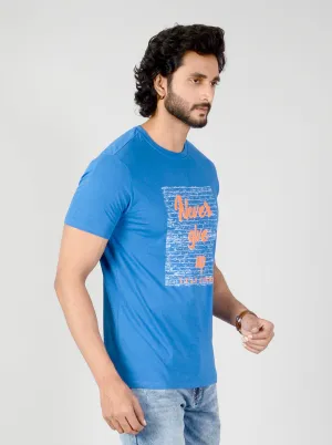 Royal Blue Printed Slim Fit T-shirt | Greenfibre