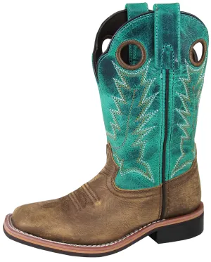 Smoky Mountain Youth Boys Jesse Brown/Turquoise Leather Cowboy Boots