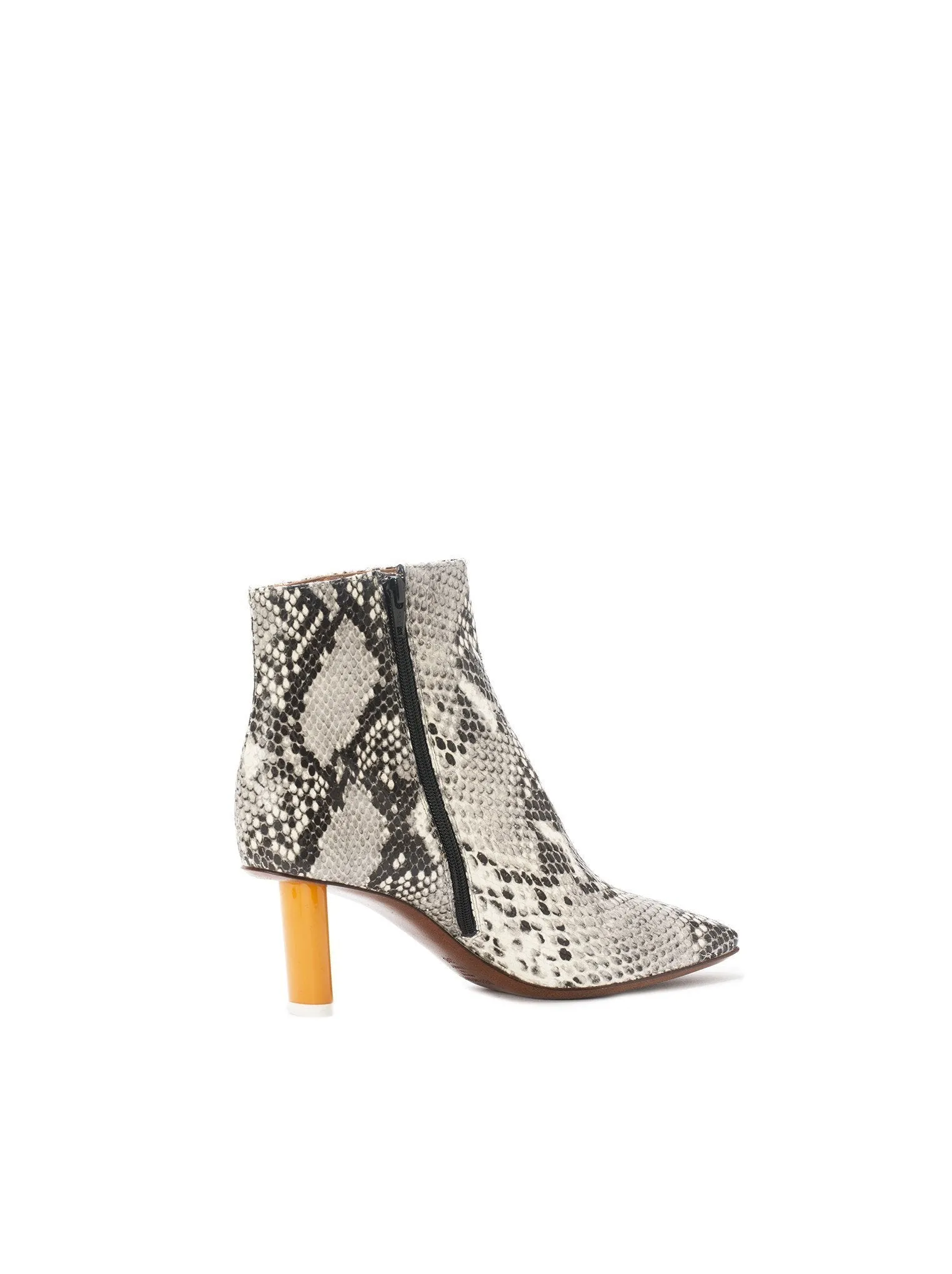 Snake-Embossed Ankle Boots - Beige / Orange