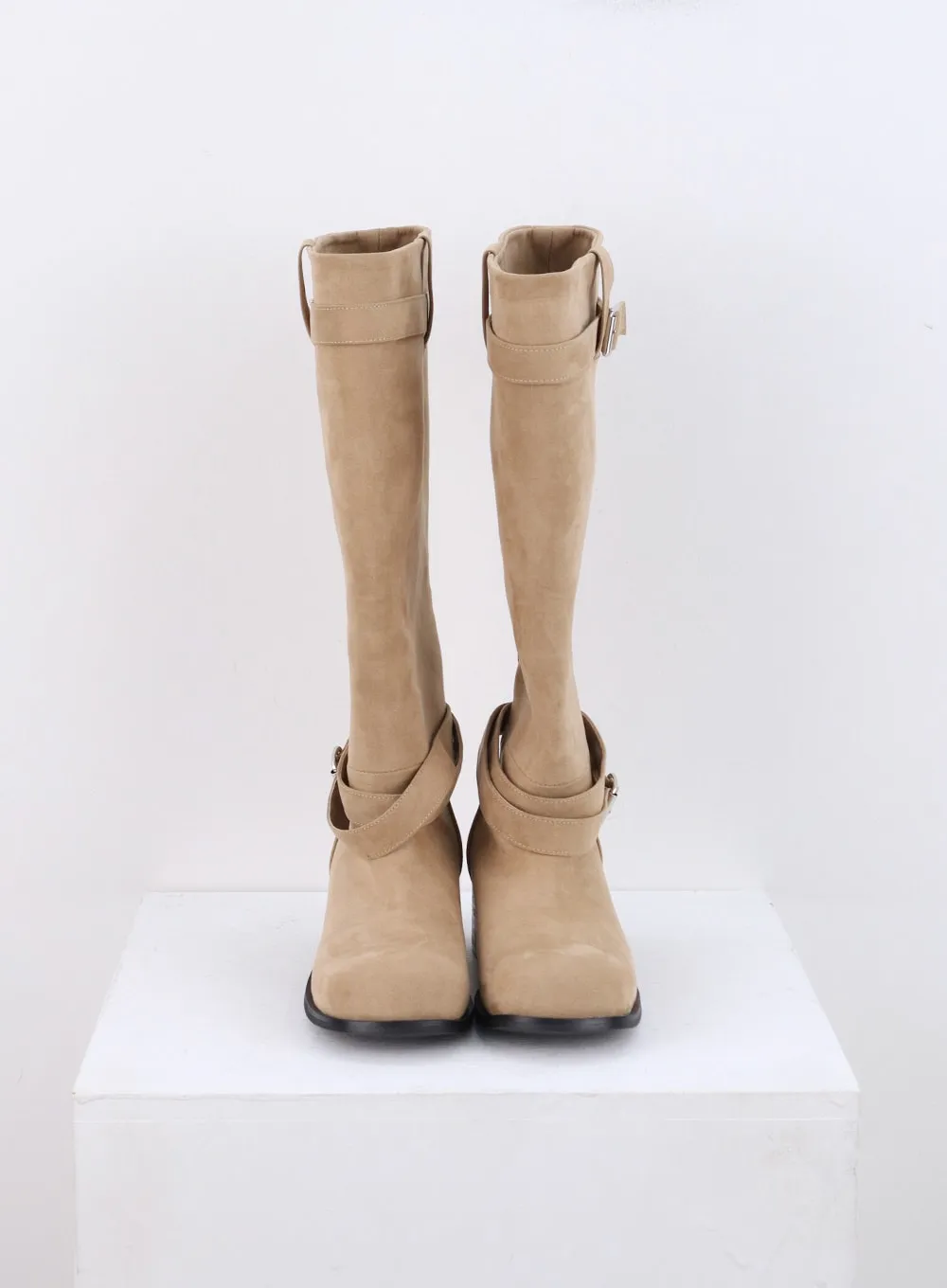 Suede Midi Buckle Boots CN321