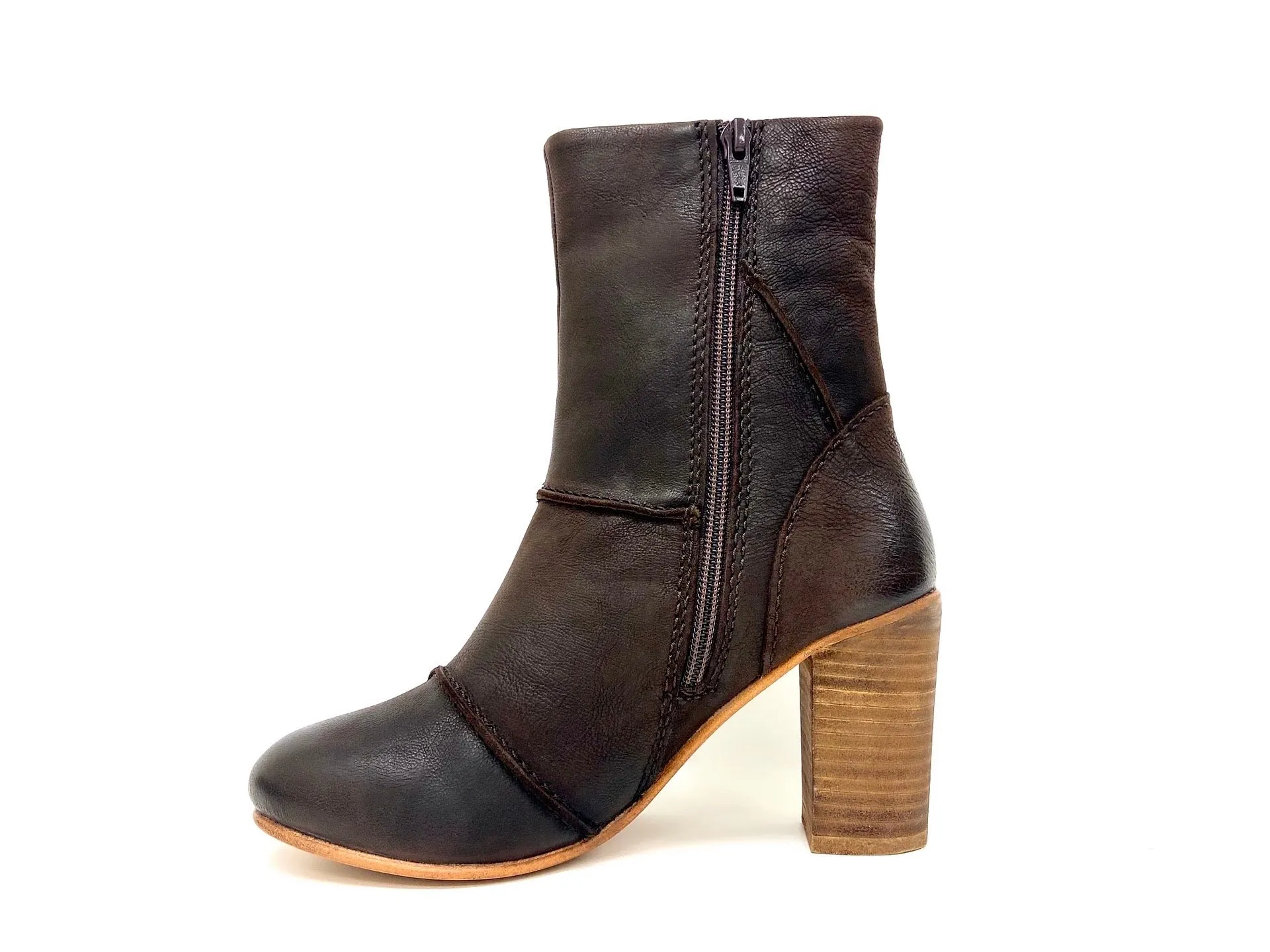 Tess Brown Stacked Heel Boot