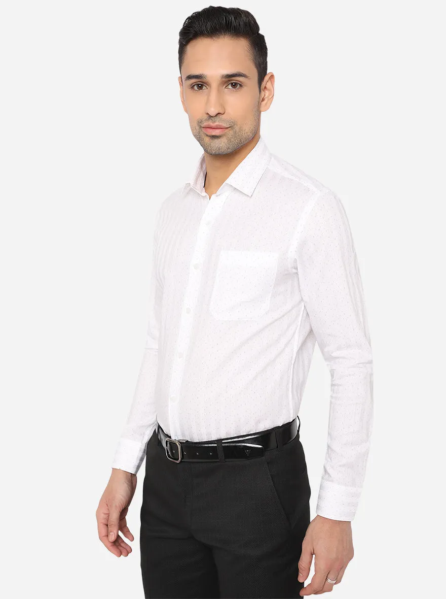 White & Blue Printed Slim Fit Formal Shirt | JadeBlue